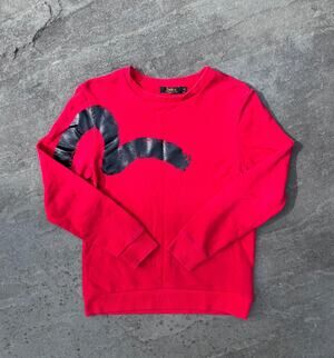 Evisu Japan Big Seagull Daicock Graphic Crewneck Sweatshirt Red Mens Small Y2K